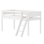 High Bed 120 cm with Ladder and Safety Rail, 90x200 cm, White FLEXA MID_HIGH-BED midslp-f-wht-mdf-200x90-sl-ladder-crossbars-f-wht   90X200 flexa-com.myshopify.com
