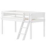 High Bed 120 cm with Ladder and Safety Rail, 90x200 cm, White FLEXA MID_HIGH-BED midslp-f-wht-mdf-200x90-sl-ladder-crossbars-f-wht   90X200 flexa-com.myshopify.com