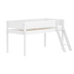 High Bed 120 cm with Ladder and Safety Rail, 90x200 cm, White FLEXA MID_HIGH-BED midslp-f-wht-mdf-200x90-sl-ladder-grooves-f-wht   90X200 flexa-com.myshopify.com