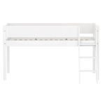 High Bed 120 cm with Ladder and Safety Rail, 90x200 cm, White FLEXA MID_HIGH-BED midslp-f-wht-mdf-200x90-sl-ladder-grooves-f-wht   90X200 flexa-com.myshopify.com