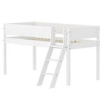 High Bed 120 cm with Ladder and Safety Rail, 90x200 cm, White FLEXA MID_HIGH-BED midslp-f-wht-mdf-200x90-sl-ladder-grooves-f-wht   90X200 flexa-com.myshopify.com