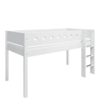 High Bed 120 cm with Ladder and Safety Rail, 90x200 cm, White MID_HIGH-BED 200 flexa-com.myshopify.com