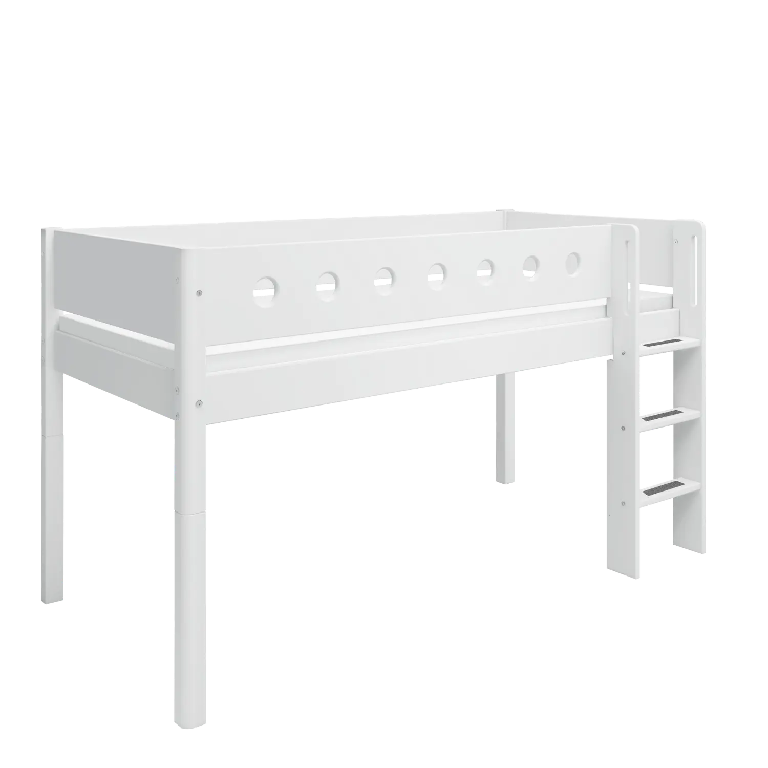 High Bed 120 cm with Ladder and Safety Rail, 90x200 cm, White MID_HIGH-BED 200 flexa-com.myshopify.com