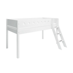 High Bed 120 cm with Ladder and Safety Rail, 90x200 cm, White MID_HIGH-BED 200 flexa-com.myshopify.com