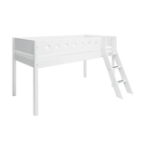 High Bed 120 cm with Ladder and Safety Rail, 90x200 cm, White MID_HIGH-BED 200 flexa-com.myshopify.com