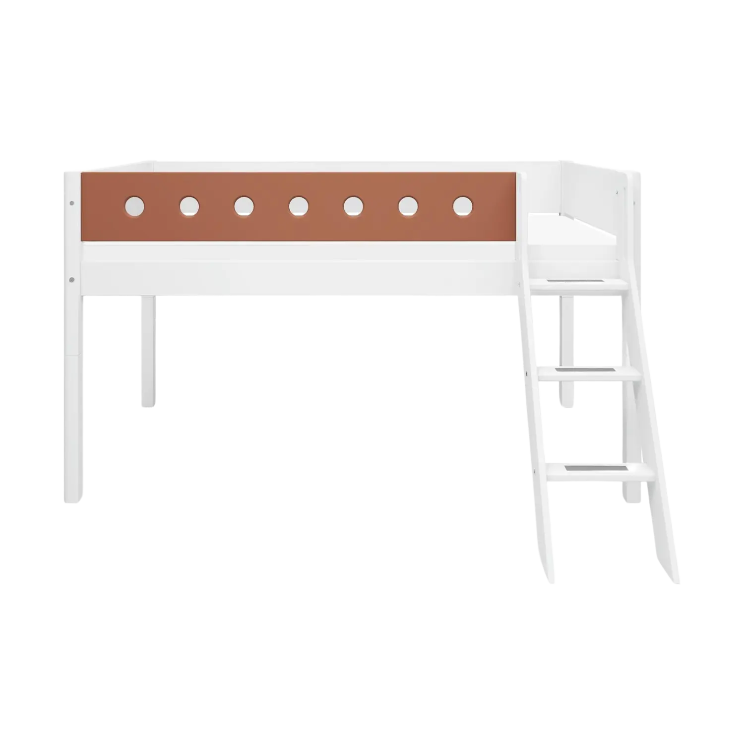High Bed 120 cm with Ladder and Safety Rail, 90x200 cm, White MID_HIGH-BED 200 flexa-com.myshopify.com