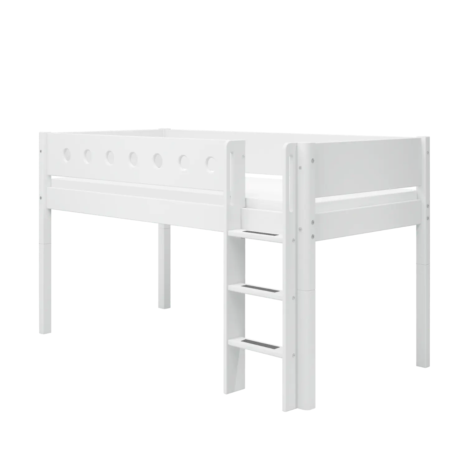 High Bed 120 cm with Ladder and Safety Rail, 90x200 cm, White MID_HIGH-BED 200 flexa-com.myshopify.com