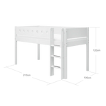 High Bed 120 cm with Ladder and Safety Rail, 90x200 cm, White MID_HIGH-BED 200 flexa-com.myshopify.com