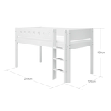 High Bed 120 cm with Ladder and Safety Rail, 90x200 cm, White MID_HIGH-BED 200 flexa-com.myshopify.com