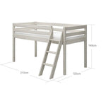 High Bed 120 cm with Ladder and Safety Rail, 90x200 cm, White MID_HIGH-BED 200 flexa-com.myshopify.com