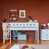 High Bed 120 cm with Ladder and Safety Rail, 90x200 cm, White MID_HIGH-BED 200 flexa-com.myshopify.com