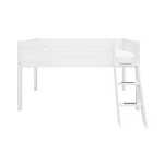 High Bed 120 cm with Ladder and Safety Rail, 90x200 cm, White MID_HIGH-BED 200 flexa-com.myshopify.com