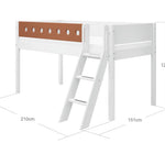 High Bed 120 cm with Ladder and Safety Rail, 90x200 cm, White MID_HIGH-BED 200 flexa-com.myshopify.com