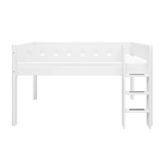 High Bed 120 cm with Ladder and Safety Rail, 90x200 cm, White MID_HIGH-BED 200 flexa-com.myshopify.com