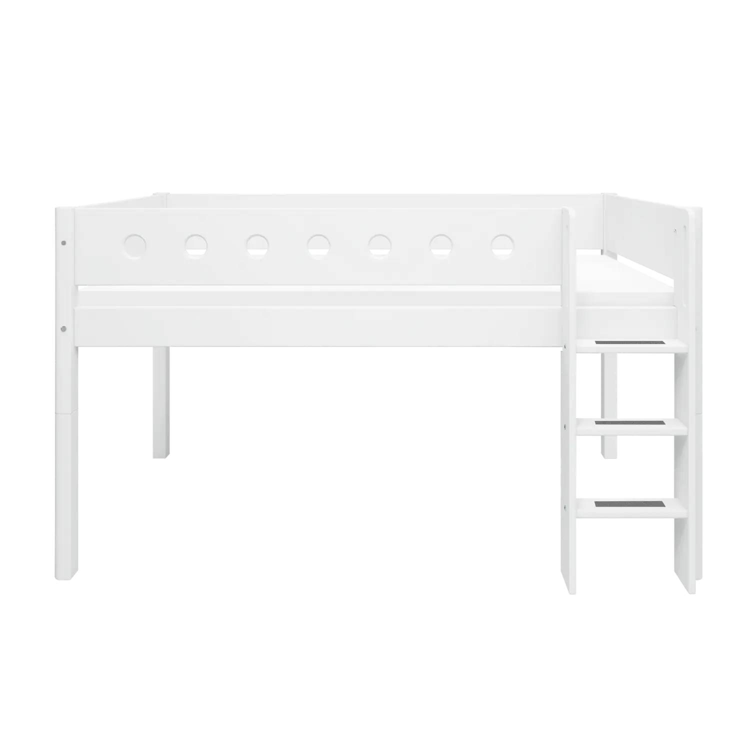High Bed 120 cm with Ladder and Safety Rail, 90x200 cm, White MID_HIGH-BED 200 flexa-com.myshopify.com