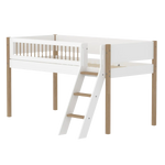 High Bed 120 cm with Ladder and Safety Rail, 90x200 cm, White/Oak flexa-com.myshopify.com  MID_HIGH-BED