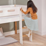 High Bed 120 cm with Ladder and Safety Rail, 90x200 cm, White/Oak MID_HIGH-BED 200 flexa-com.myshopify.com