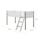 High Bed 120 cm with Ladder and Safety Rail, 90x200 cm, White/Oak MID_HIGH-BED 200 flexa-com.myshopify.com