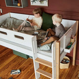High Bed 120 cm with Ladder and Safety Rail, 90x200 cm, White/Oak MID_HIGH-BED 200 flexa-com.myshopify.com