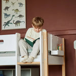 High Bed 120 cm with Ladder and Safety Rail, 90x200 cm, White/Oak MID_HIGH-BED 200 flexa-com.myshopify.com