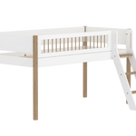 High Bed 120 cm with Ladder and Safety Rail, 90x200 cm, White/Oak MID_HIGH-BED 200 flexa-com.myshopify.com