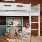High Bed 120 cm with Ladder and Safety Rail, 90x200 cm, White/Oak MID_HIGH-BED 200 flexa-com.myshopify.com