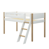 High Bed 120 cm with Ladder and Safety Rail, 90x200 cm, White/Oak MID_HIGH-BED 200 flexa-com.myshopify.com