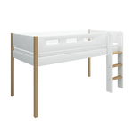 High Bed 120 cm with Ladder and Safety Rail, 90x200 cm, White/Oak MID_HIGH-BED 200 flexa-com.myshopify.com