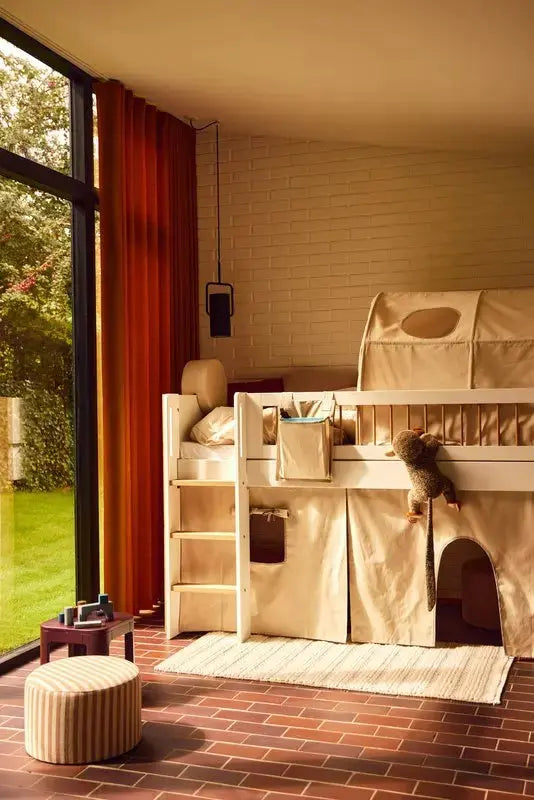 High Bed 120 cm with Ladder and Safety Rail, 90x200 cm, White/Oak MID_HIGH-BED 90X200 flexa-com.myshopify.com
