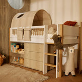 High Bed 120 cm with Ladder and Safety Rail, 90x200 cm, White/Oak MID_HIGH-BED 90X200 flexa-com.myshopify.com