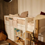 High Bed 120 cm with Ladder and Safety Rail, 90x200 cm, White/Oak MID_HIGH-BED 90X200 flexa-com.myshopify.com