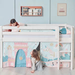 High Bed 120 cm with Safety Rail and Ladder, 90x200 cm, White MID_HIGH-BED 200 flexa-com.myshopify.com