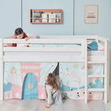High Bed 120 cm with Safety Rail and Ladder, 90x200 cm, White MID_HIGH-BED 200 flexa-com.myshopify.com
