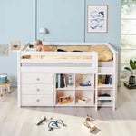 High Bed 120 cm with Safety Rail and Ladder, 90x200 cm, White MID_HIGH-BED 200 flexa-com.myshopify.com