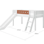High Bed 120 cm with Slide, Ladder and Safety Rail, 90x200 cm, White BED_MID-HIGH-BED_WHITE 200 flexa-com.myshopify.com
