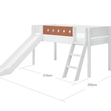 High Bed 120 cm with Slide, Ladder and Safety Rail, 90x200 cm, White BED_MID-HIGH-BED_WHITE 200 flexa-com.myshopify.com
