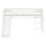 High Bed 120 cm with Slide, Ladder and Safety Rail, 90x200 cm, White FLEXA MID_HIGH-BED midslp-slide-200x90-sl-ladder-grooves-f-wht   90X200 flexa-com.myshopify.com
