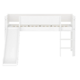 High Bed 120 cm with Slide, Ladder and Safety Rail, 90x200 cm, White FLEXA MID_HIGH-BED midslp-slide-200x90-str-ladder-grooves-f-wht   ACTIVE flexa-com.myshopify.com