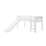 High Bed 120 cm with Slide, Ladder and Safety Rail, 90x200 cm, White MID_HIGH-BED 200 flexa-com.myshopify.com