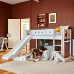 High Bed 120 cm with Slide, Ladder and Safety Rail, 90x200 cm, White MID_HIGH-BED 200 flexa-com.myshopify.com