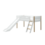 High Bed 120 cm with Slide, Ladder and Safety Rail, 90x200 cm, White/Oak MID_HIGH-BED 200 flexa-com.myshopify.com
