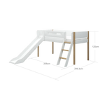 High Bed 120 cm with Slide, Ladder and Safety Rail, 90x200 cm, White/Oak MID_HIGH-BED 200 flexa-com.myshopify.com
