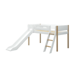High Bed 120 cm with Slide, Ladder and Safety Rail, 90x200 cm, White/Oak MID_HIGH-BED 200 flexa-com.myshopify.com