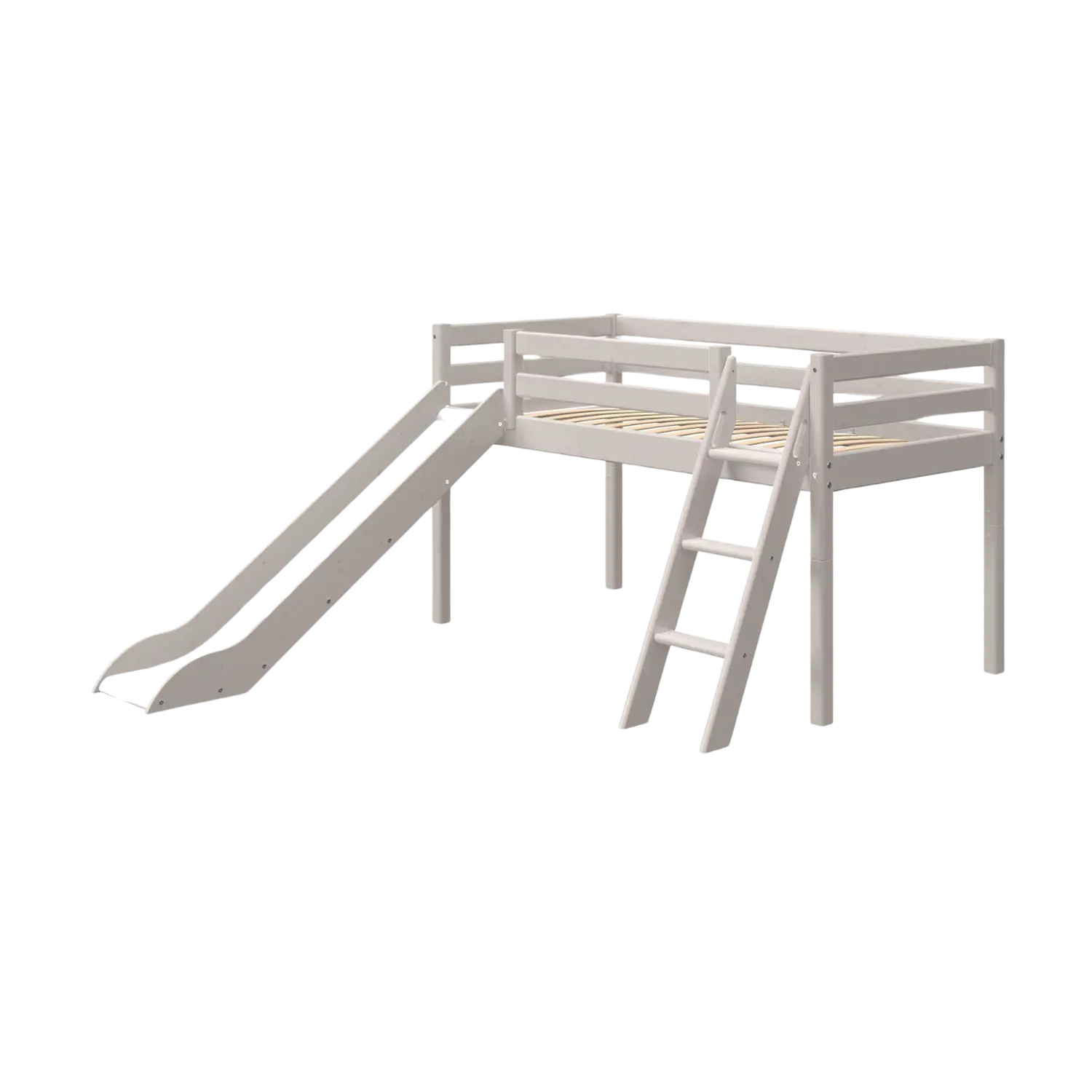 High Bed 120 cm with Slide and Ladder, 90x200 cm, Grey MID_HIGH-BED 200 flexa-com.myshopify.com