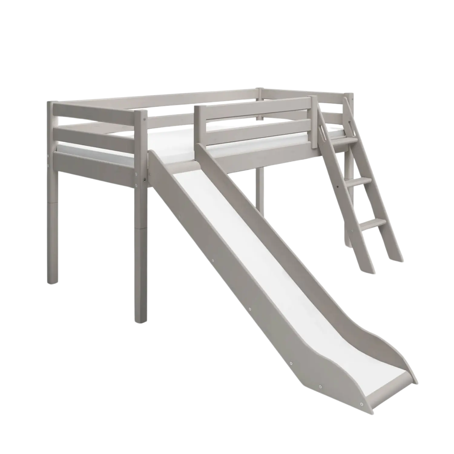 High Bed 120 cm with Slide and Ladder, 90x200 cm, Grey MID_HIGH-BED 200 flexa-com.myshopify.com