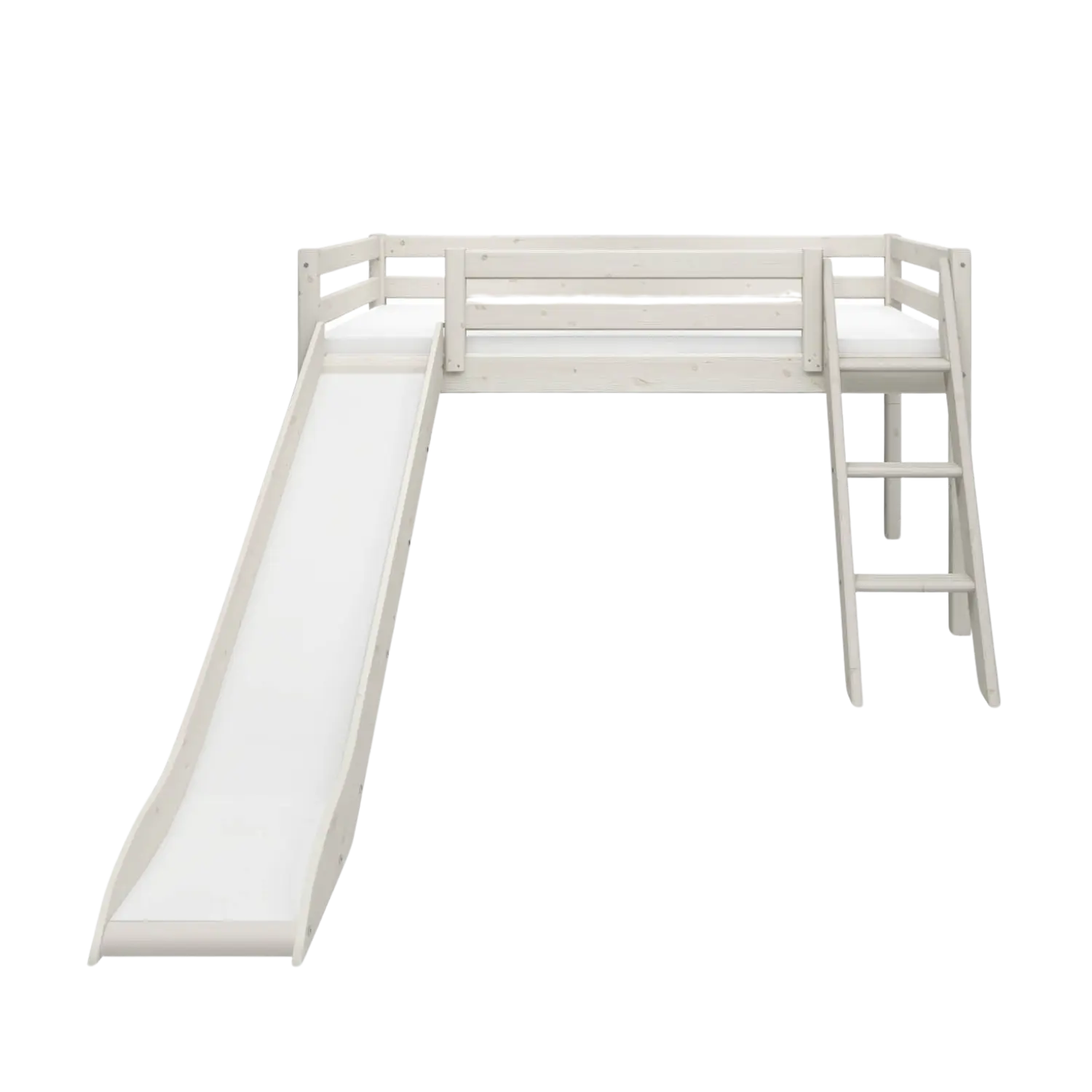 High Bed 120 cm with Slide and Ladder, 90x200 cm, White MID_HIGH-BED 200 flexa-com.myshopify.com