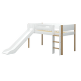 High Bed 120 cm with Slide and Safety Rail, 90x200 cm, White/Oak MID_HIGH-BED 200 flexa-com.myshopify.com