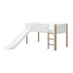 High Bed 120 cm with Slide and Safety Rail, 90x200 cm, White/Oak MID_HIGH-BED 200 flexa-com.myshopify.com