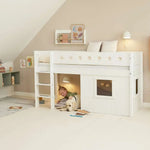 High Bed 120 cm with Treehouse, Ladder and Safety Rail, 90x200 cm, White MID_HIGH-BED 200 flexa-com.myshopify.com