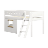High Bed 120 cm with Treehouse, Ladder and Safety Rail, 90x200 cm, White MID_HIGH-BED 200 flexa-com.myshopify.com